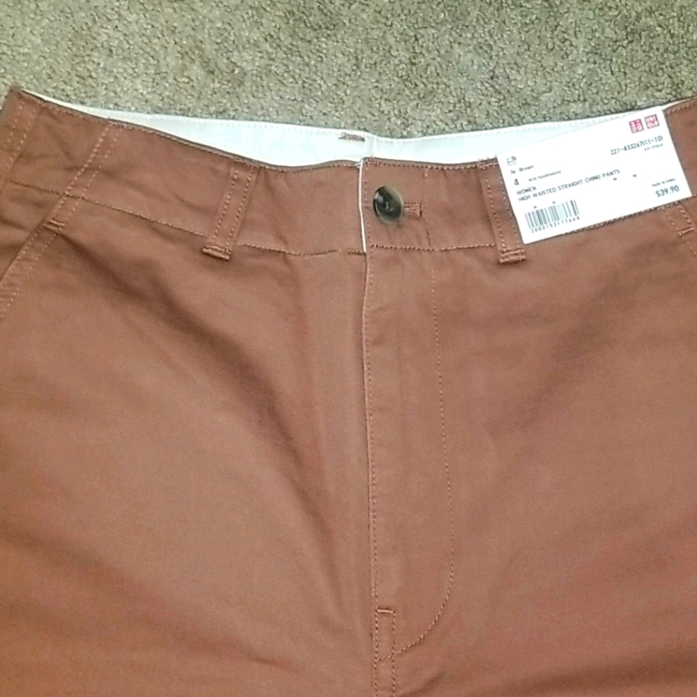 Size 4 brown high waisted straight chinonpants
